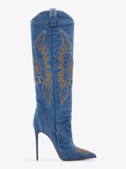 Embroidered Pointed Stiletto Cowboy Boots