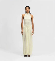 Ruched Halter Top and Palazzo Pants Set