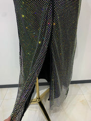 Black Rhinestone Corset Top & Sequin Skirt Set