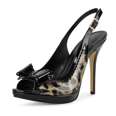 Leopard Print Patent Bow Pumps