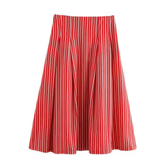 Red and white striped skirt on a white background