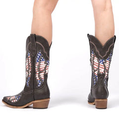 Embroidered Wing Western Boots