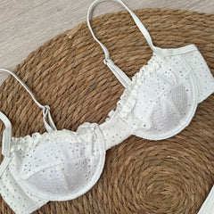 White Frill Bikini Swimwear Set