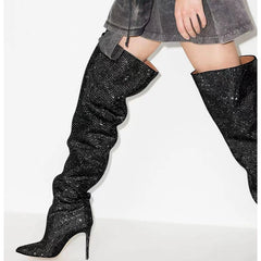 Crystal Embellished Over The Knee Boots