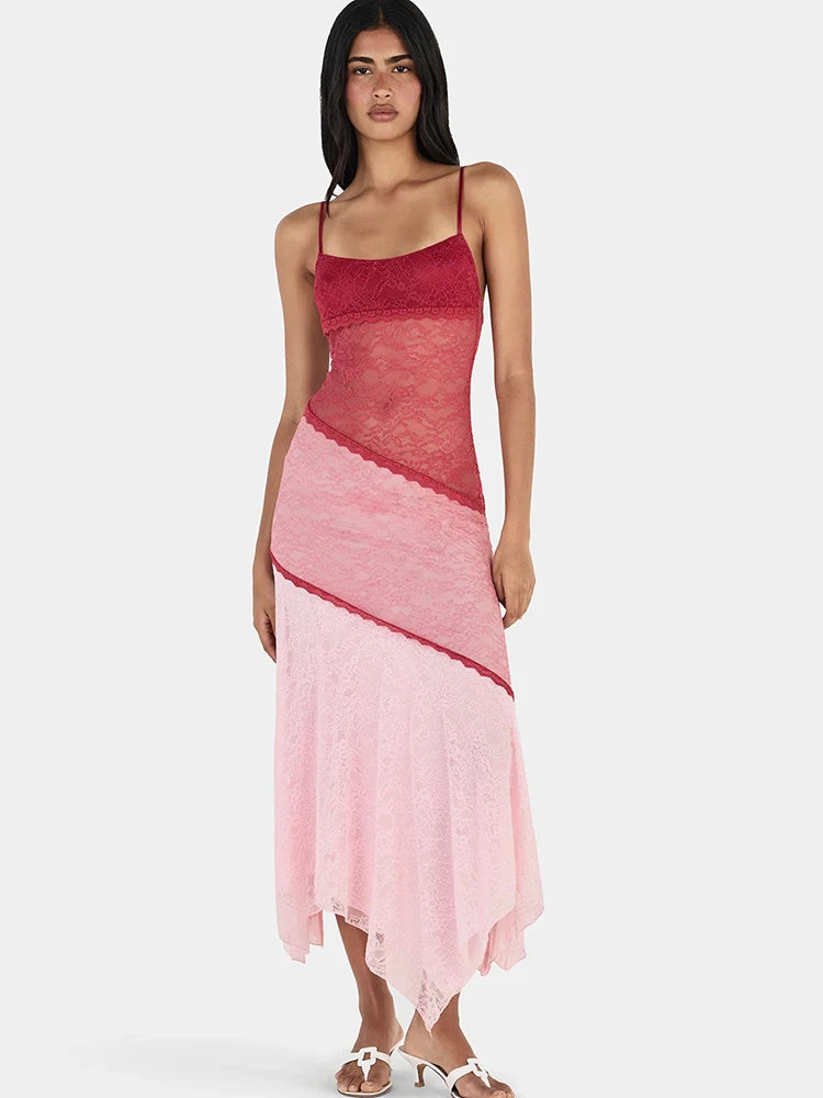 Lace Spaghetti Strap Maxi Dress side view
