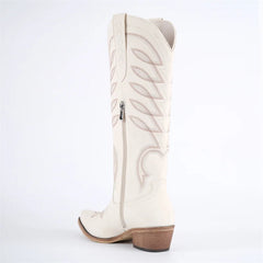 Pointed Toe Embroidery Knee High Cowgirl Boots