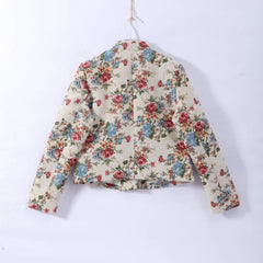 Floral Mandarin Collar Cropped Jacket