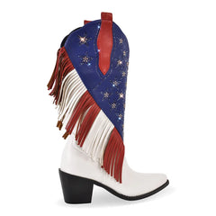 Fringe Star Embellished Pointed Toe Boots