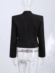 Military Cord Braid Trim Cropped Blazer