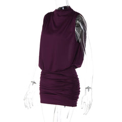 Mock Neck Open Back Cut Out Mini Dress