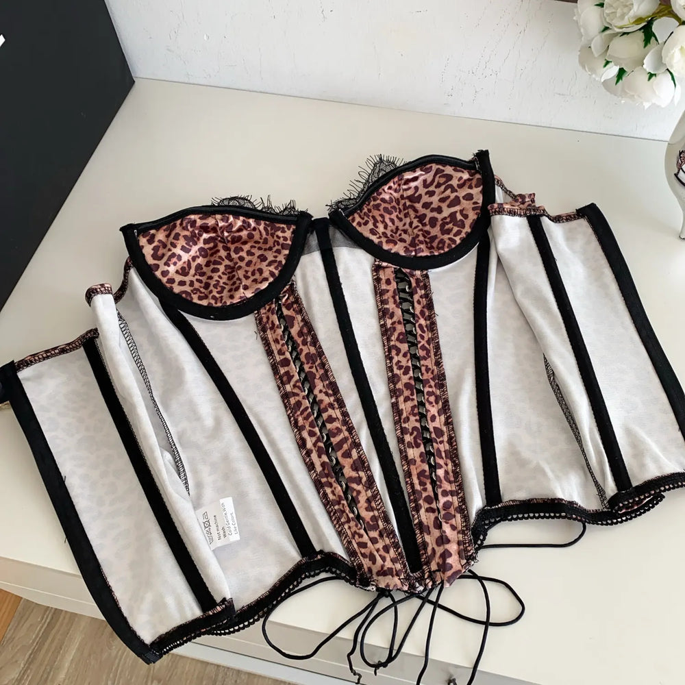 Leopard print corset top interior view