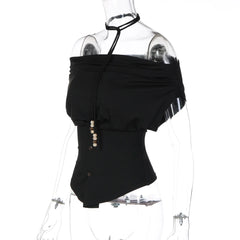 Off-Shoulder Ruched Bodice Top with Button Front