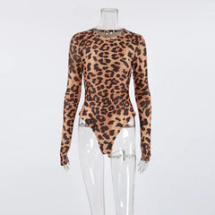 Leopard print long-sleeve top on a mannequin against a white background