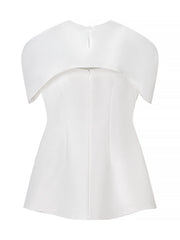 Three-Piece Sculpted Top, Shawl, and Mesh Skirt Set