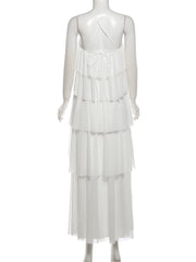 Strapless Ruffled Chiffon Maxi Dress
