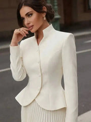 Diagonal Button Peplum Blazer