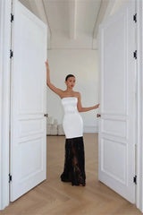 Strapless Lace Patchwork Maxi Dress