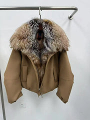 Fur Collar Hooded Puffer Down Jacket