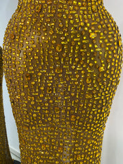 Shimmer Rhinestone Mesh Maxi Dress