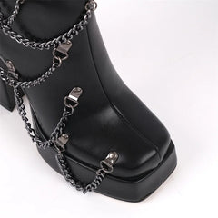 Platform Chain Knee High Boots