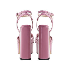 Satin Platform Crystal Embellishment Block Heels