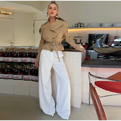 Belted Mock Neck Cropped Jacket