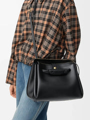 Structured Microfiber Leather Shoulder Bag – Modern Zip-Top Edition