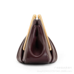 Brown handbag with gold handles