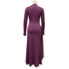 Turtleneck Draped Long Sleeve Maxi Dress