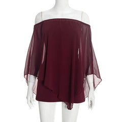 Off Shoulder Mesh Layered Shawl Mini Dress