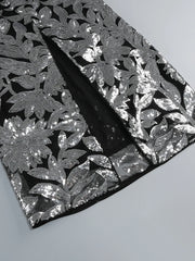 Silver Floral Sequin Halter Gown – Elegant Evening Dress