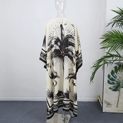 Printed Caftan Satin Maxi Dress
