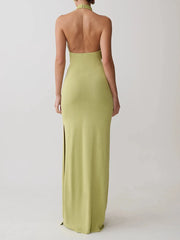 Halter Neck Twist Front Maxi Dress