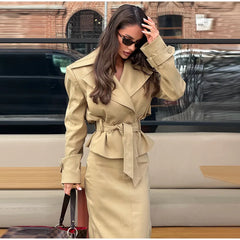 Belted Mock Neck Cropped Jacket