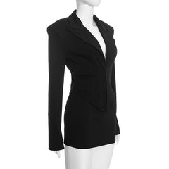 Corset Deep V-Neck Blazer and Mini Skirt Set