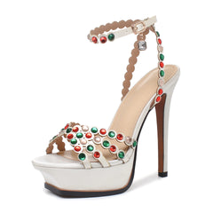 Platform Crystal Embellished Stiletto Heels