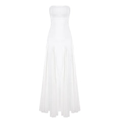 White strapless dress on a white background
