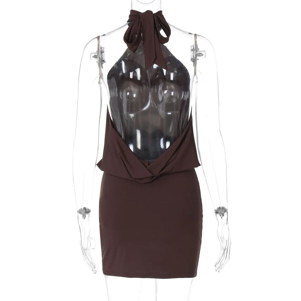 Brown dress on a transparent mannequin