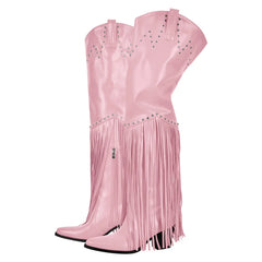 Fringed Pointed Toe Heeled Boots