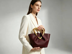 Burgundy Heart Handle Bag