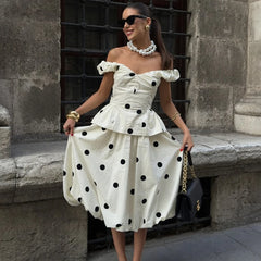 Polka Dot High Waist Skirt