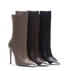 Snake Print Pointed Toe Stiletto Boots