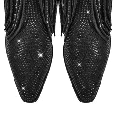 Rhinestone Fringe Block Cowboy Boots