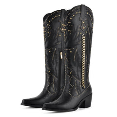 Studded Chain Western Boots