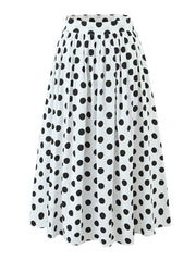 Polka Dot Halter Crop Top & High-Waist Midi Skirt Set