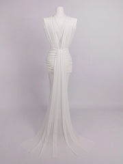 White Draped V-Neck Side Cut Out Mini Dress