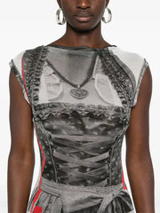 Sheer Kitty Print Sleeveless Maxi Dress