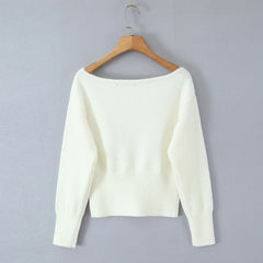 White Off-Shoulder Knit Sweater | Slouchy Pullover Top