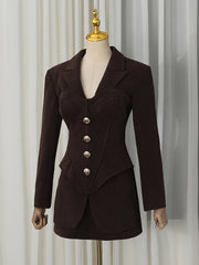 Structured Corset Button Detail Blazer Mini Dress