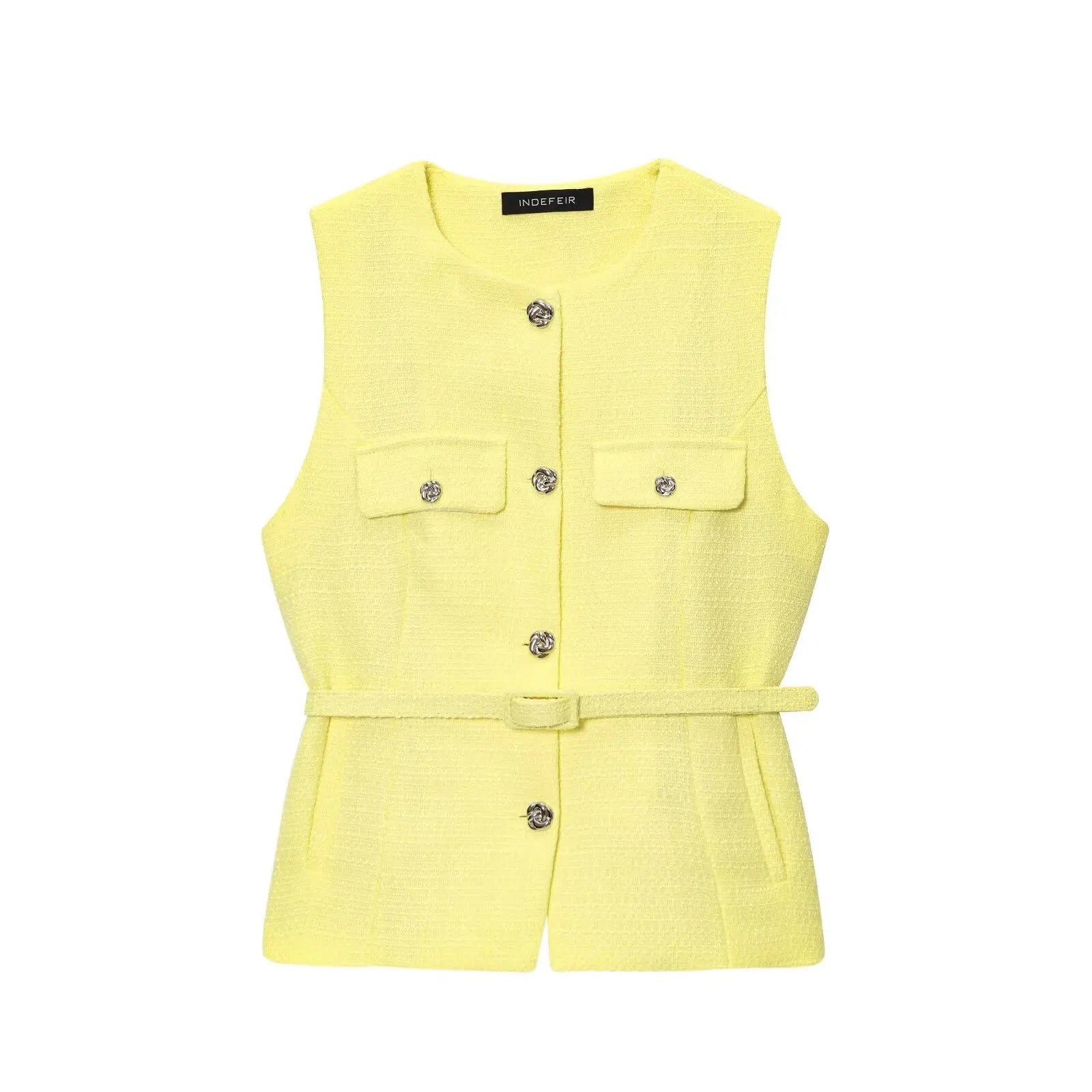 Yellow vest with button details